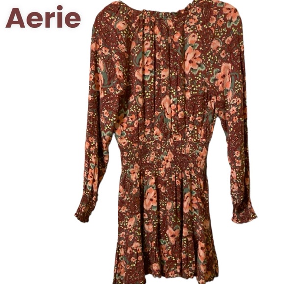 Aerie XS Smocked Tie at Neck Bohemian Style Dress - Picture 3 of 9